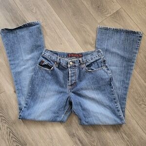 VINTAGE RETRO Y2K LOW RISE Light Wash Bootcutt Jeans MUDD‎ Womens Size 11 Button